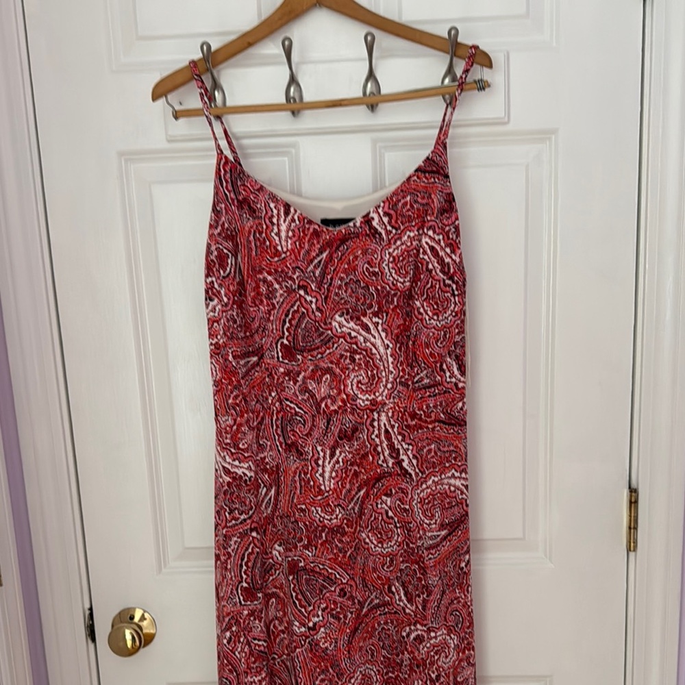 Red and White Sleeveless Spaghetti Strap Sundress